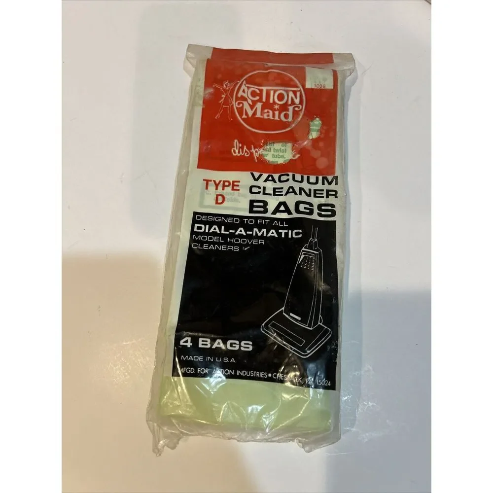 Vintage Action Maid Disposable Vacuum Cleaner Bags Type D SEALED‎ 4 Bags/package